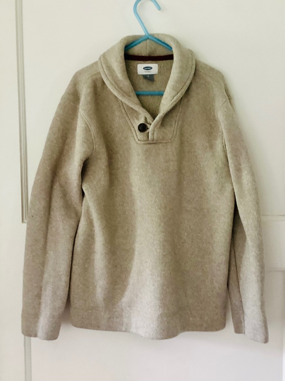 Old Navy Long Sleeved Shawl Collared Fleece Pullover Sweater Size Boy 8 M Tan